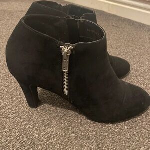 New Look Black Heeled Boots with Silver Zipper